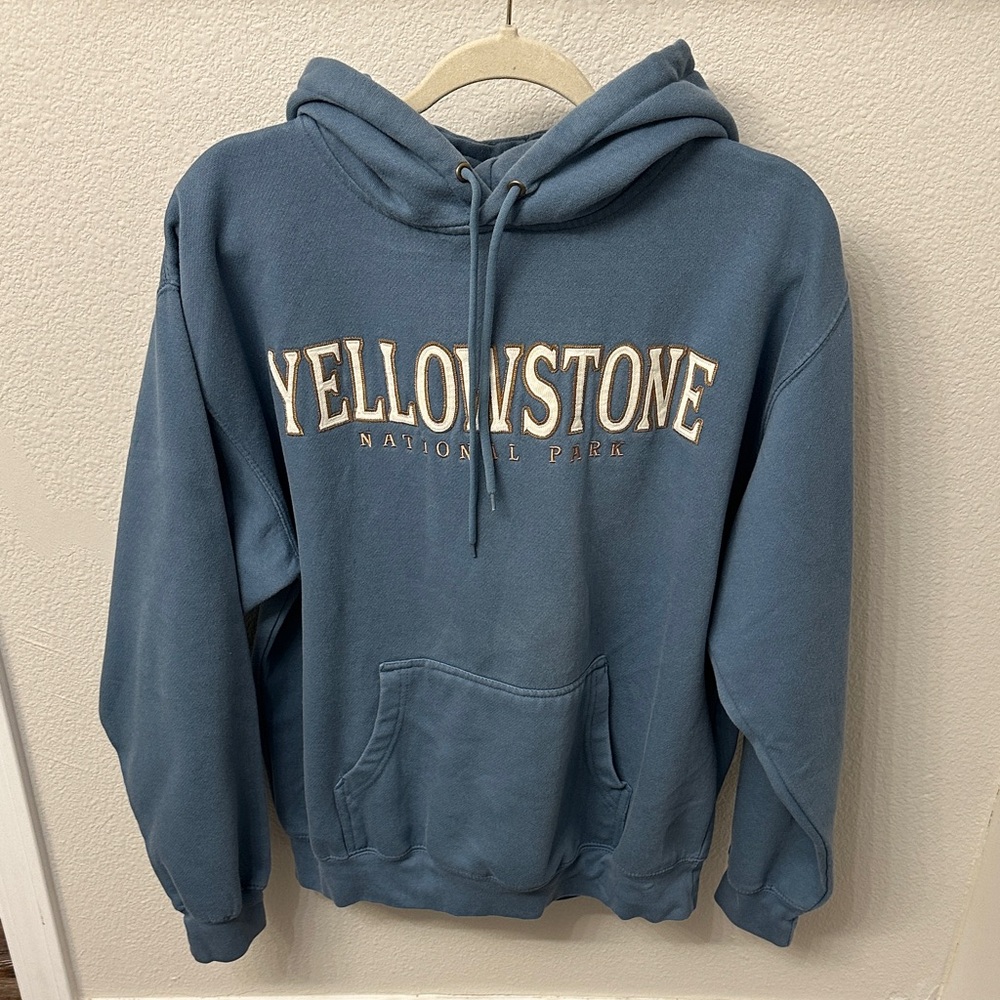 Yellowstone National Park Crewneck Hoodie in Slate Blue